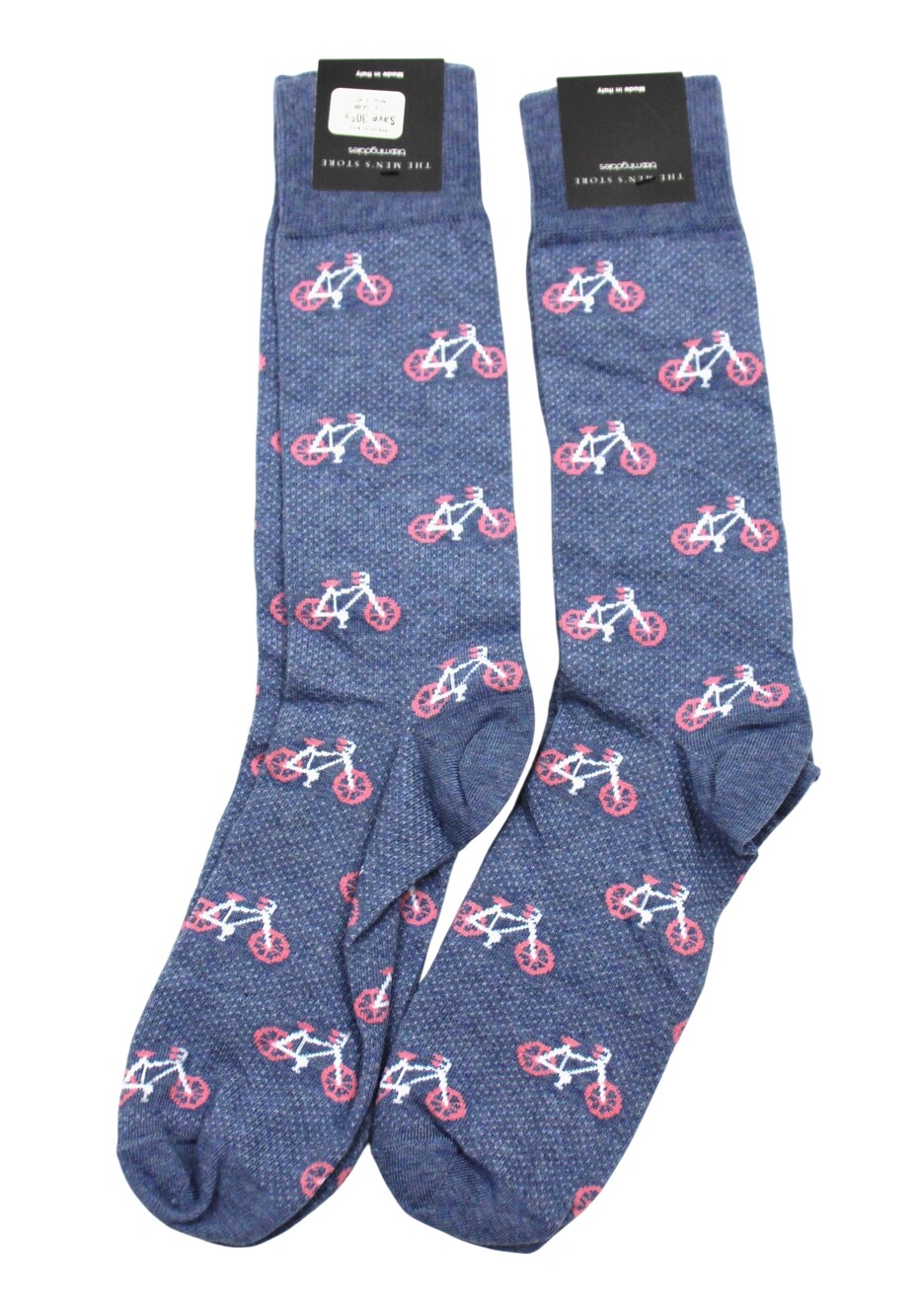 The Men's Store Socks Mens 10-13 Denim Bicycle Novelty Dress Mid Calf 2 Pair